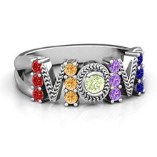 Load image into Gallery viewer, 1065 Tryst Store MOM Mother&#39;s Day 925 Sterling Silver Color Cubic Zirconia Cocktail Rings