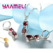 Load image into Gallery viewer, 1230 Yaameli Cute AAA Zircon Cat Pendant Necklace &amp; Earrings Sets Real Sterling Silver