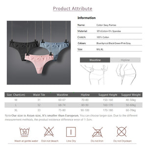 425 Dulasi Lingerie Women's 3pc Low Rise Cotton G-String Thong Panties Underwear
