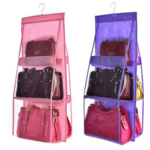 Load image into Gallery viewer, 196 Ashiline 6 Pocket Hanging Bag Organizer Wardrobe Transparent for Handbags