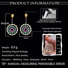 Load image into Gallery viewer, 893 Pera Vintage Style Sterling Silver Cubic Zirconia Pave Long Dangling Big Earrings