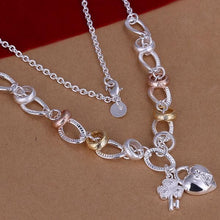 Load image into Gallery viewer, 502 Gerhand Jewelry Sterling Silver Plated Heart &amp; Lock Chain Link Pendant Necklace