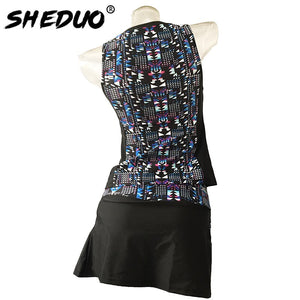 965 SHEDUO Women's Brazilian Monokini Skirt Floral Zip Swimsuit Plus