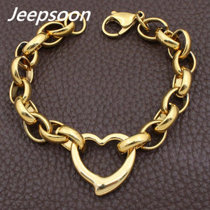 254 Bijuterii Women's High Quality Stainless Steel Heart Chain Bracelet