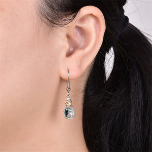 580 I&zuan Jewelry S925 Sterling Silver Blue Topaz Gemstone Drop Dangle Earrings