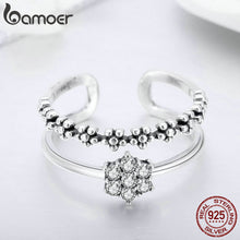 Load image into Gallery viewer, 218 BAMOER Genuine 925 Sterling Silver Elegant Daisy Flower Adjustable Open CZ Ring