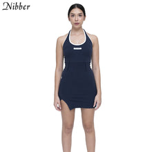 Load image into Gallery viewer, 830 Nibber Women&#39;s Basic Cotton Lace-Up Mini Dresses