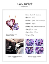 Load image into Gallery viewer, 315 Cdyle Gold Embellished Swarovski Crystal Double Heart Butterfly Pendant Necklace