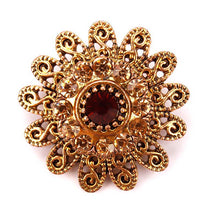 Load image into Gallery viewer, 1117 WEIMANJINGDIAN Vintage Style Gold Color Rhinestones Flower Antique Brooch