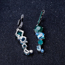 Load image into Gallery viewer, 493 GEM&#39;S BALLET 925 Sterling Silver Handmade Natural Green Agate Topaz Earrings