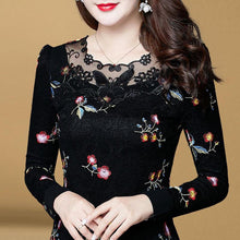 Load image into Gallery viewer, 1383 Women&#39;s Hollow Out Style Long Sleeve Patchwork Spliced Lace Blouse