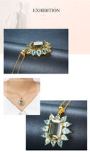 Load image into Gallery viewer, 576 Hutang Natural Gemstone Amethyst Blue Topaz Yellow Gold Sterling Silver Pendant Necklace