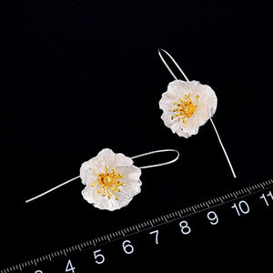 726 Lotus Fun Real Sterling Silver 18K Gold Handmade Poppies Flower Dangle Earrings