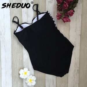 966 SHEDUO Women's One Piece Padded Stripe Swimsuit Bathing Suit