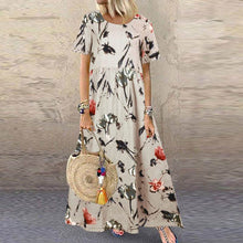 Load image into Gallery viewer, 1267 ZANZEA Women&#39;s Summer Short Sleeve High Waist Printed Maxi Dress Plus