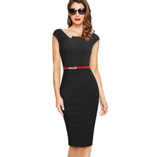 Load image into Gallery viewer, 846 Nice-Forever Women&#39;s Elegant Sleeveless Work Office Belted Pencil Dresses