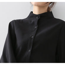 Load image into Gallery viewer, 907 Qoerlin Big Lantern Sleeve Single Breasted Stand Collar Blouse