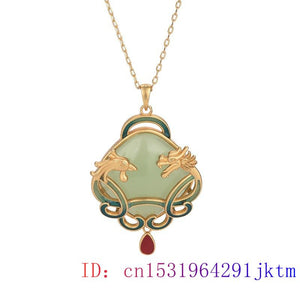 869 OIMG Jade Dragon 925 Silver CZ Chalcedony Natural Gemstone Pendant Necklace