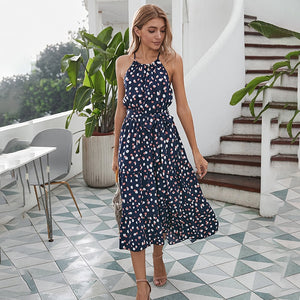 357 Cropkop Women's Summer Polka-Dot Strapless Long Dress Beach Dresses