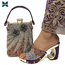 Load image into Gallery viewer, 908 QSGFC Women&#39;s Fashionable Appliques Italian Shoes and Bag Set