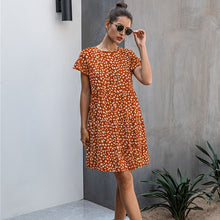 Load image into Gallery viewer, 799 MOXFCIZO Women&#39;s Flower Print Short-Sleeved Casual Loose Dress