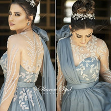 Load image into Gallery viewer, 739 Sharon Said Luxury Dubai Long Sleeve Elegant Floral Evening Dress W/Cape Plus