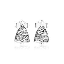 Load image into Gallery viewer, 477 Five Star Jewelry Authentic Sterling Silver Cz Twinkling Christmas Tree Stud Earrings