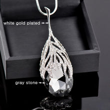 Load image into Gallery viewer, 994 SINLEERY White Gold Plated Water Drop Blue Cubic Zirconia Big Pendant Necklace