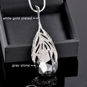 994 SINLEERY White Gold Plated Water Drop Blue Cubic Zirconia Big Pendant Necklace