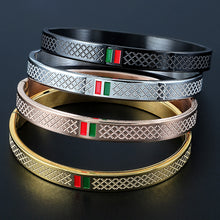 Load image into Gallery viewer, 1132 Women&#39;s 6mm or 8mm Stainless Steel Green Red Cuff Bracelets &amp; Bangles