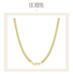417 DOTEFFIL 925 Sterling Silver 18k Gold 6mm Full Sideways Chain Necklace