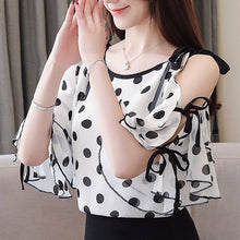 Load image into Gallery viewer, 1025 SURE XIAO STORY Women&#39;s Chiffon Cold Shoulder Polka Dot Top