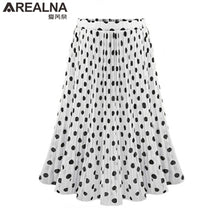 Load image into Gallery viewer, 192 AREALNA Women&#39;s Tulle Polka Dot Chiffon Pleated Flared Midi Skirt Plus