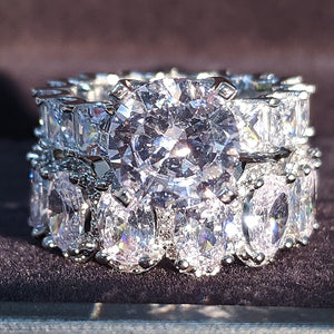 797 Moonso Real 925 Sterling Silver Princess Cut Cubic Zirconia Wedding Ring Set