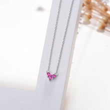Load image into Gallery viewer, 628 JoiasHome Lovely Sterling Silver Sweet Heart CZ Pendant Necklace Clavicle Chain