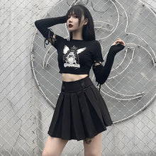 Load image into Gallery viewer, 596 InsGoth Women&#39;s Witch Print Black Long Sleeve Patchwork Tops