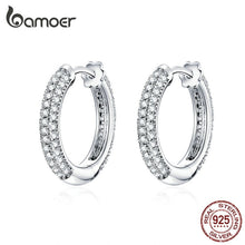 Load image into Gallery viewer, 227 bamoer Women&#39;s CZ 925 Sterling Silver Luxury Hoop Earrings