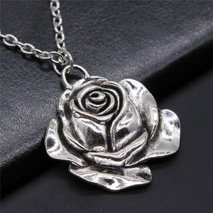 189 Antique Style Silver Color Flower Sunflower Lotus Rose Pendant Necklace