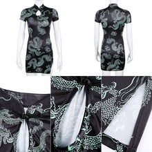 Load image into Gallery viewer, 1107 Waatfaak Cut Out Chinese Style Short Sleeve Dragon Straight Mini Dress
