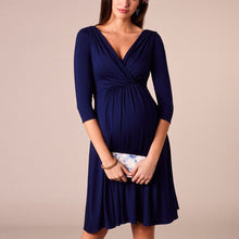 Load image into Gallery viewer, 283 Breastfeeding Maternity V-neck Half Sleeve Evening Dress