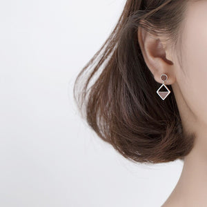 785 Modian Women's 925 Sterling Silver Geometric Asymmetry Drop Dangle Earrings