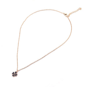 1188 Women's Simple Style Black Color Enamel Clover Pendant Necklace