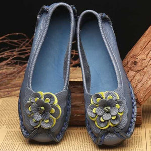 1422 Genuine Leather Oxford Flats Loafers Five Flowers Shoes