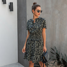 Load image into Gallery viewer, 724 Lossky Women&#39;s Summer Leopard A-Line Black Ruffle Short Sleeve Mini Dresses