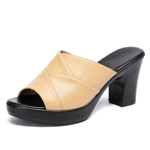 509 GKTINOO Women's Genuine Leather High Heel Slipper Sandals