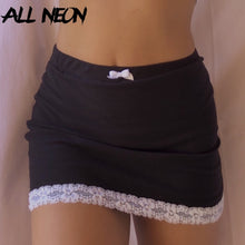 Load image into Gallery viewer, 168 ALLNeon E-girl High Waist Sweet Bow Lace Trim Black Swim Skirts