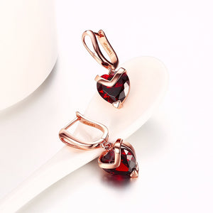 591 INALIS Women's 18KRG Rose Gold Tone Heart Shape Earrings Dangle Earrings