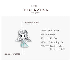 213 Bamoer 925 Sterling Silver Snow Fairy Charm For Original SP Platinum Bracelet