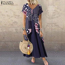Load image into Gallery viewer, 1268 ZANZEA Women&#39;s Summer Vintage Style Short Sleeve Floral Print Dress Plus