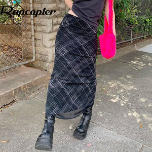 915 Rapcopter Striped Long Straight Silhouette Empire High Waist Skirts